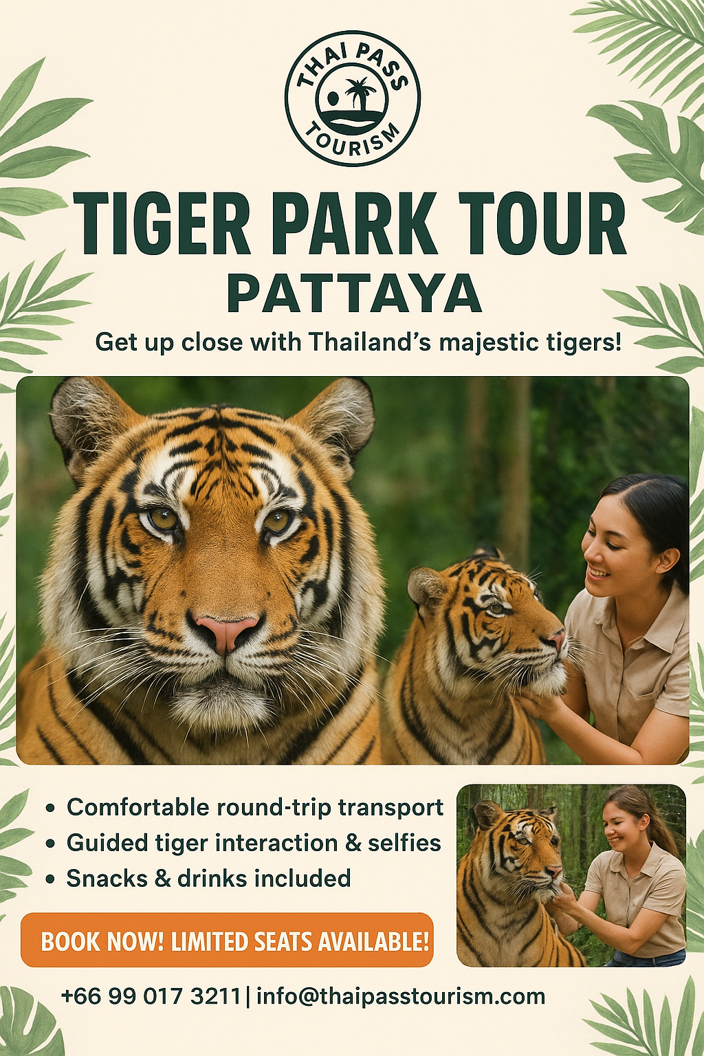 Tiger Park Pattaya Adventure: Safe Tiger Encounters with Hotel Transfer